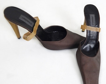 Karl Lagerfeld Vintage Shoes | 1980s Designer Vintage Karl Lagerfeld Brown Mules Size 7 EU 40 Designer Shoes, Vintage Shoes, Vintage Style