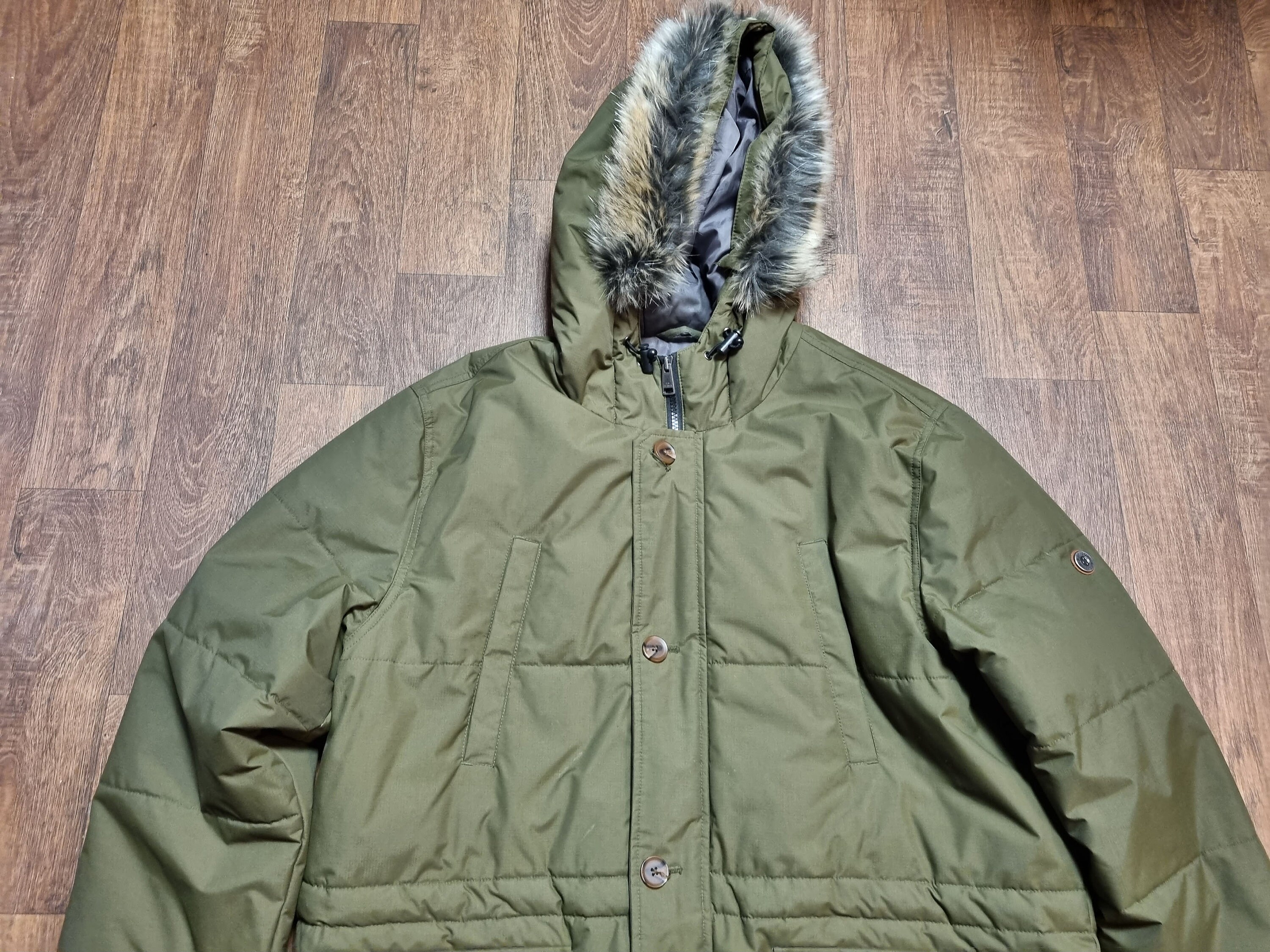 Retro Coat Mens Vintage Ben Sherman Green Quilted Padded Coat Size