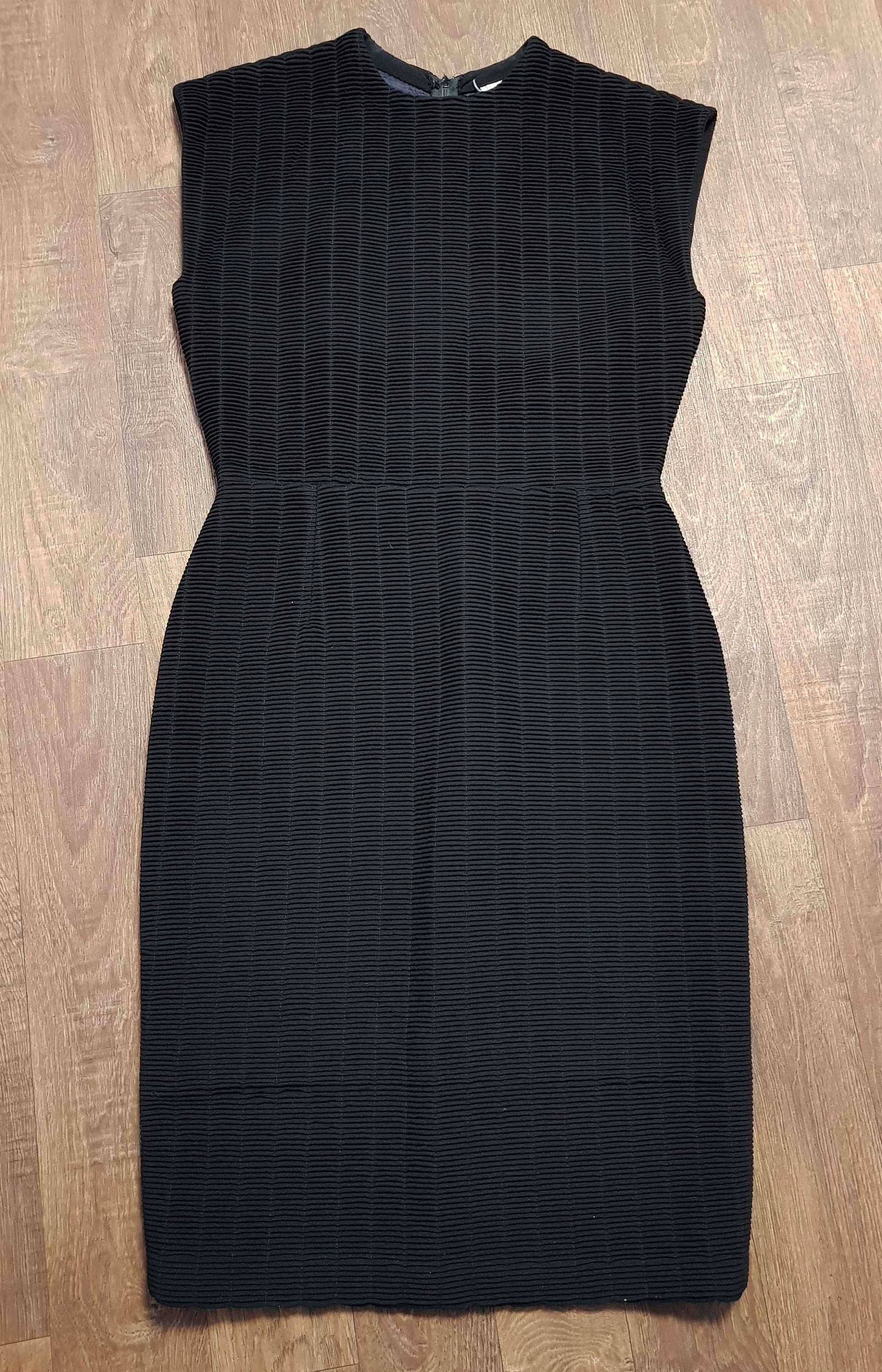 Image of Vintage Gianni Versace Dress, Original S Black Ribbed Pencil Dress Uk Size / Clothing, Dresses