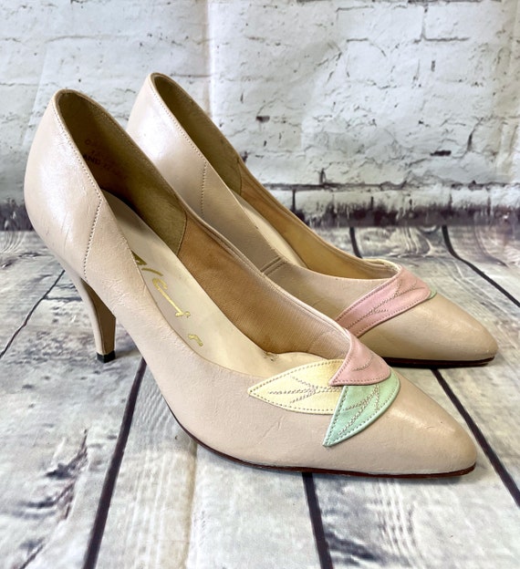 Vintage Schoenen Jaren 1980 Vintage Cream Dolcis Pastel Leaf - Etsy  Nederland