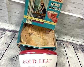 Seau à glace des années 70 | Seau à glace en feuille d'or des années 1970 | Objets de collection vintage