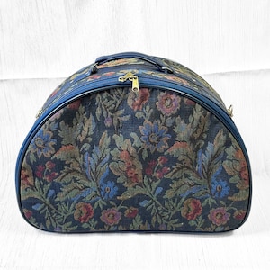 90s Tapestry Vanity Case | Vintage Curved Travel Bag | Classic Weekend Case | Vintage Luggage | Vintage Vanity Case | Vintage Style