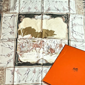 1960s Hermès Plaisirs du Froid Silk Scarf | Original Box | Dubigeon Winter Design | Vintage Collector Piece | Fashion History