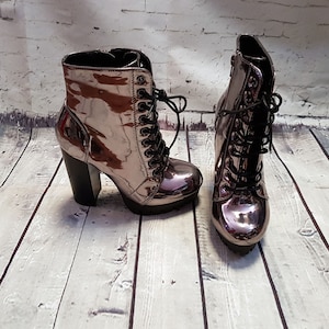 Vintage Silver Platforms | 1970s Inspired Silver Shine Platform Boots UK 3 (EUR 36), Vintage Boots, Vintage Style, Vintage Platform Boots