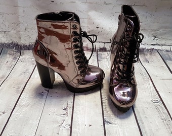 Vintage Silver Platforms | 1970s Inspired Silver Shine Platform Boots UK 3 (EUR 36), Vintage Boots, Vintage Style, Vintage Platform Boots