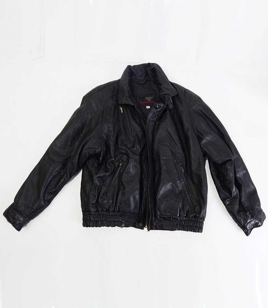 Image of Vintage Leather Biker Jacket Size Large, Mens Black Style Jacket, Clothing, Menswear, Clothing