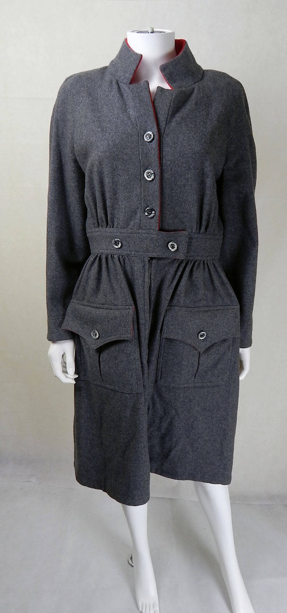 Jean Varon Vintage Dress |  1960s Grey Wool Jean V