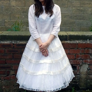 Vintage Wedding Dress | Original Vintage 1950s Tea Length Lace Wedding Dress UK Size 10/12 Bride, Vintage Clothing, Vintage Style