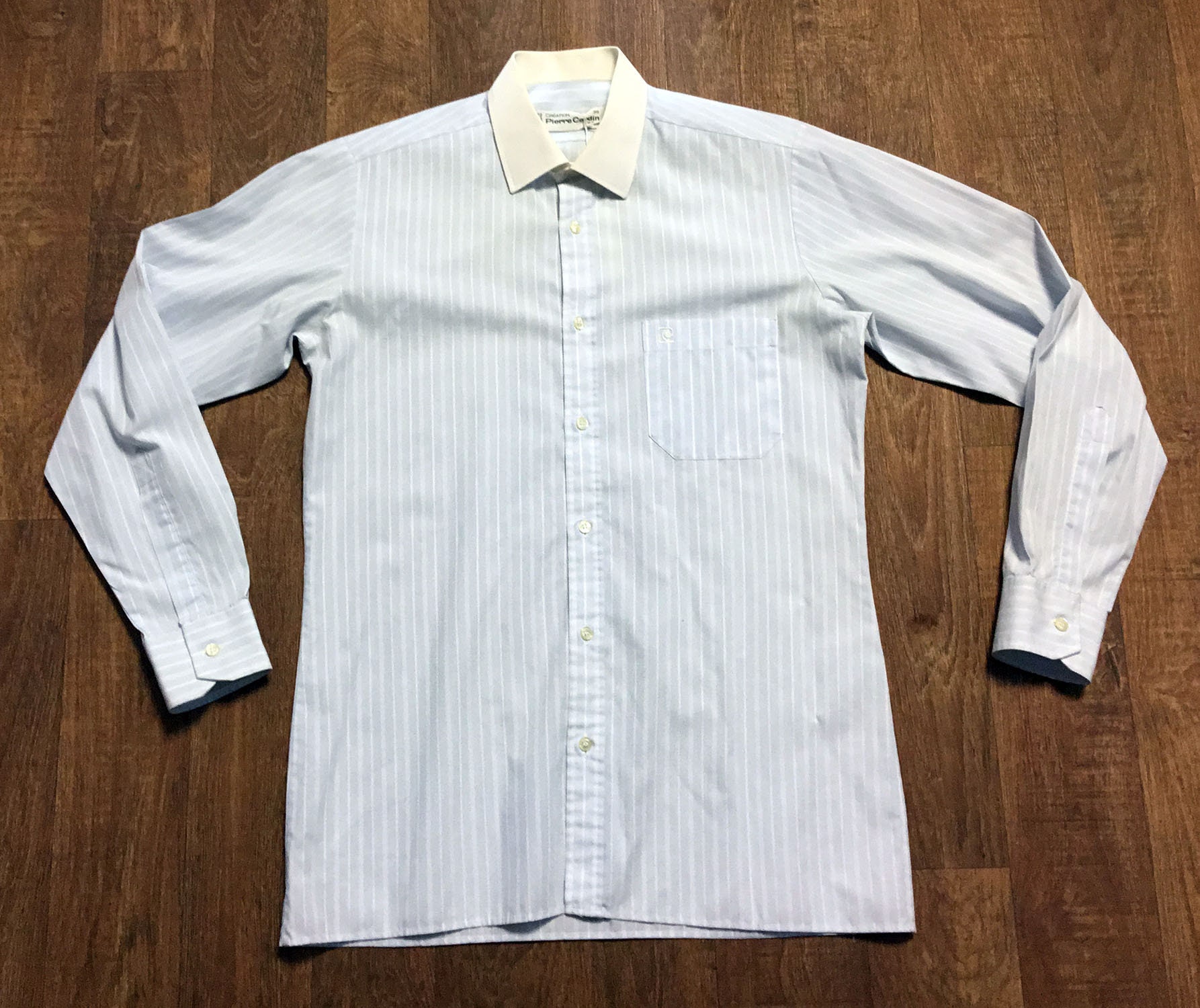 Image of Mens Pierre Cardin Shirt | Vintage Blue Pinstripe Size Medium, Vintage Shirts, 1980S Shirt, Menswear