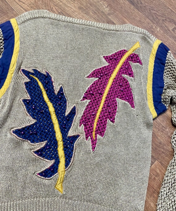 Escada Jumper Escada Beaded Leaf Jumper des annees 1980 vintage Taille 14 vetements vintage Escada Jumper vintage pull des annees 1980 Etsy France