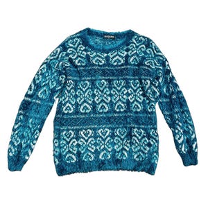 Vintage Jumper | 1980s Teal Fluffy Jumper | Vintage Silverswan Sweater | UK 14 | Retro Knitwear | Vintage Clothing | Vintage Style
