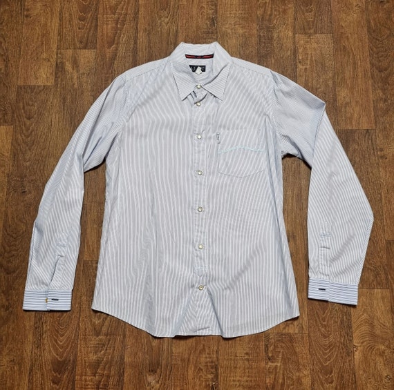 Ropa de hombre Camisa de rayas Vintage Armani Jeans para hombre talla mediana camisa Armani ropa de caballero ropa vintage Etsy Mexico