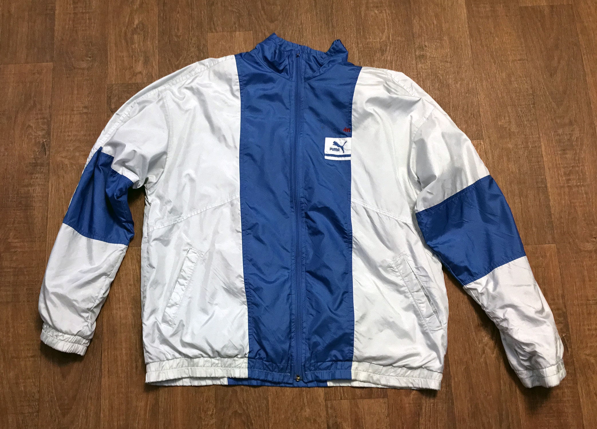 Image of Vintage Puma Track Jacket | Mens 1980S Blue & Silver Track-Top Uk Size Large Clothing, Sportswear, Tracktop