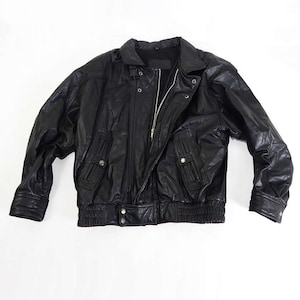Mens Vintage Leather Jacket | Mens Vintage Black Leather Biker Style Jacket Size Medium Vintage Clothing, Rockabilly, Vintage Style