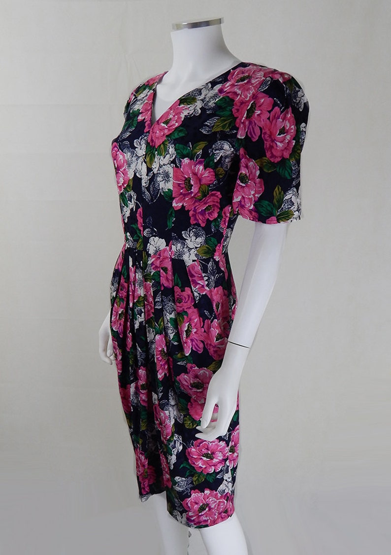 1980s Silk Jacques Molkos Fitted Dress