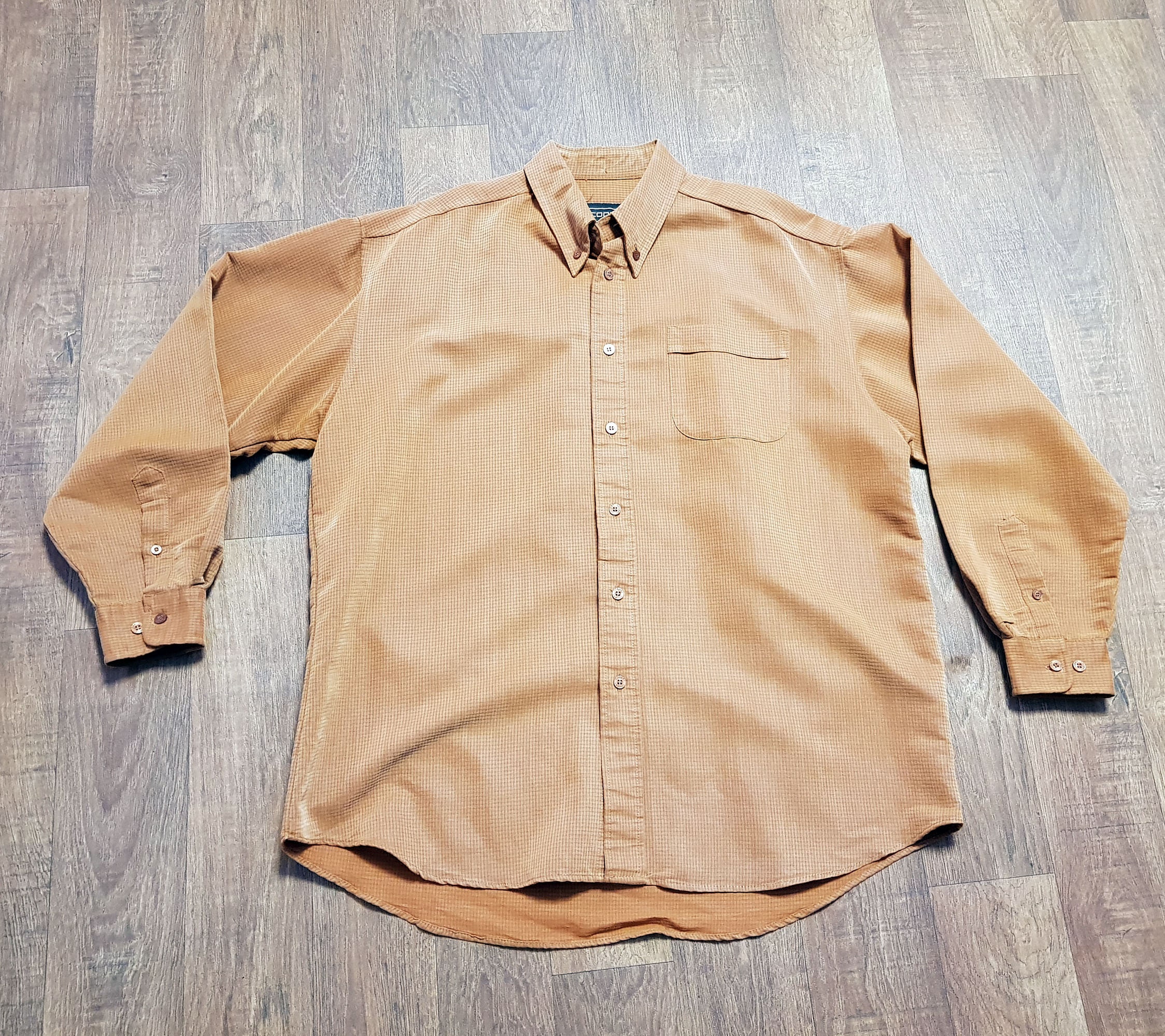 Image of Mens Retro Shirt | 1970S Inspired Cooper Tan Suedette Uk Xxl, Fashion, Vintage Menswear, Shirts, Retro Shirt