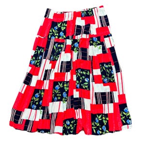 Ropa vintage / Falda midi arrugada vintage de los 90 / Estampado floral / Talla 18 (Reino Unido) / Falda vintage, moda de los 90, falda de los 90