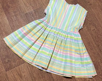 Girls Dresses | 1950s Vintage Childrens Pastel Striped Dress Age 3-4 1950s Dress, Vintage Clothing, Vintage Style