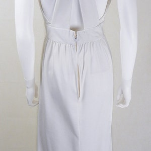 Halston Vintage Dress Original 1970s Designer Vintage Halston White Halter Dress UK Size 10 designer dress, 1970s Halston dress zdjęcie 4