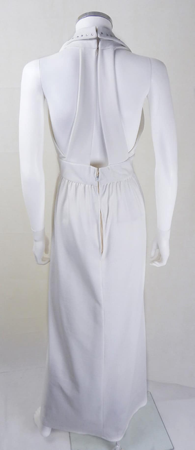 Halston Vintage Dress Original 1970s Designer Vintage Halston White Halter Dress UK Size 10 designer dress, 1970s Halston dress image 4