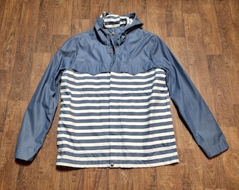 Vintage gestreept Levis-jack: blauwe retro-bovenkleding heren (L)