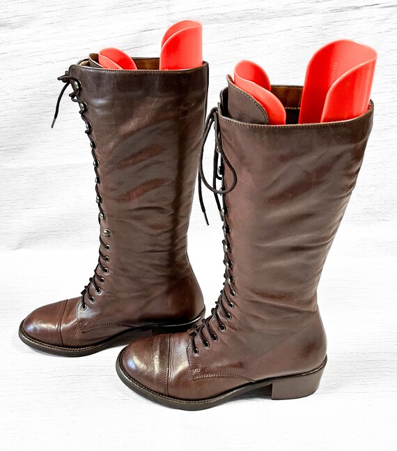 Vintage Boots 1960s Vintage Brown Laced Go go Boots UK 4 EU 37 Leather Boots Vintage Fashion Vintage Style Fashion History Etsy Ireland