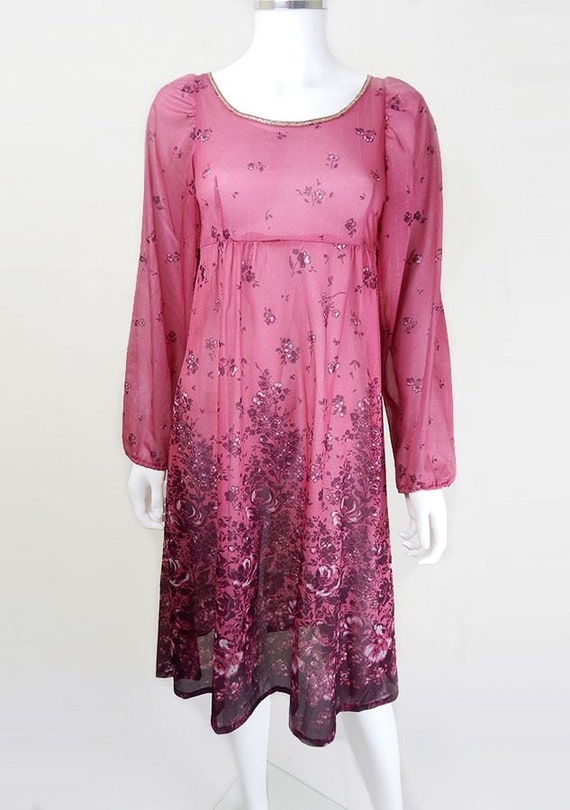 60s Vintage Dress Original 1960s/70s Vintage Pink Shimmer - Etsy