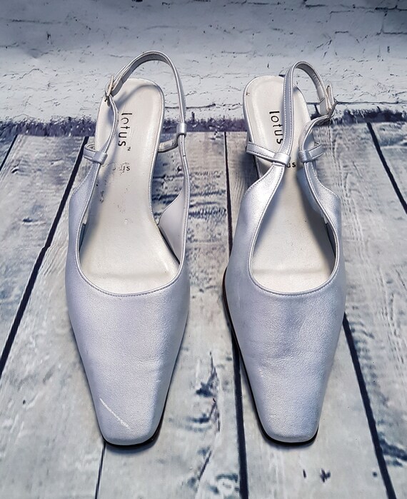 wide fit silver slingback shoes