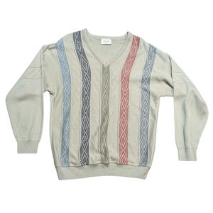 Maglione vintage / Maglione Farah con scollo a V e fantasia beige vintage, taglia L, Maglione Farah, Abbigliamento vintage, Abbigliamento maschile, Stile vintage