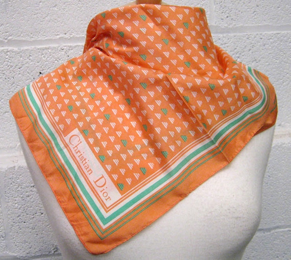 Designer Vintage Scarf | Vintage 1980s Peach Silk… - image 1