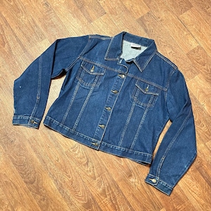 Vintage Jacket | 1990s Vintage Darkwash Denim Jacket Size 20, Vintage Clothing, Plus Size, Vintage Style