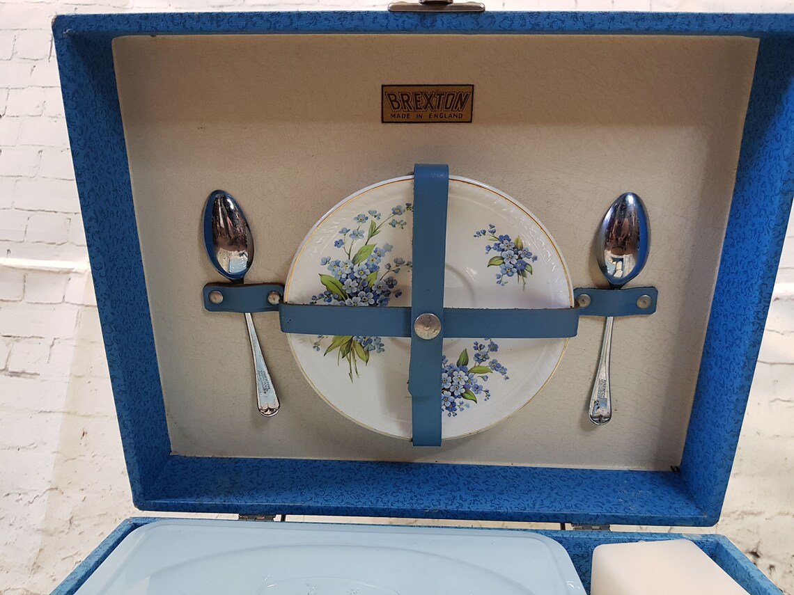 Vintage Picnic Set Vintage 1950s Brexton 2 Person Blue Etsy UK
