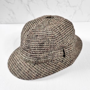 Harris Tweed Deerstalker | Vintage Brown Wool Hat | Size 7 1/8 | Hand Woven UK | Vintage Hat | Fashion History | British Heritage