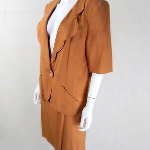 Designer Vintage Chloe Suit Vintage Chloe Golden Caramel Slubbed Linen Skirt Suit UK Size 14/16, vintage Chloe suit, vintage skirt suit image 3