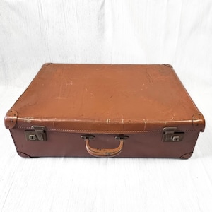 Valigia vintage Pioneer con finiture in pelle / Valigia grande marrone chiaro anni '50 / Valigia di fabbricazione britannica / Valigia retrò / Consegna GRATUITA