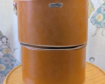 1960s Revelation Wig & Hat Box: Mid-Century Faux Leather Suitcase