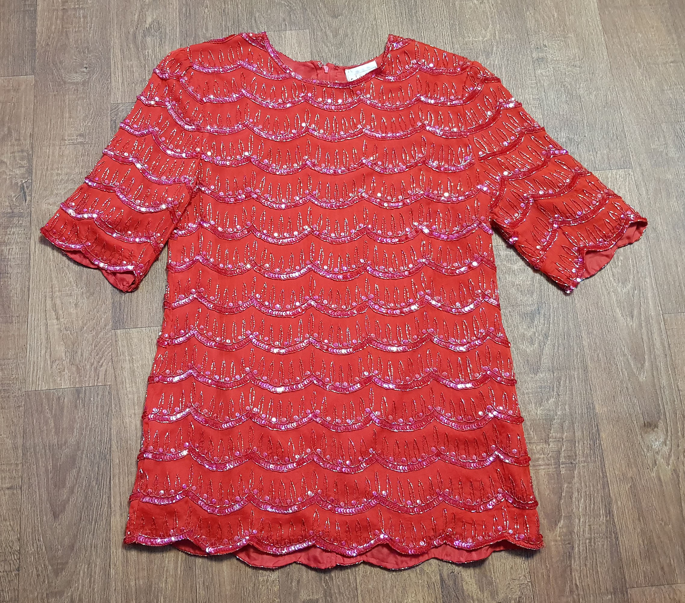 Image of Frank Usher Vintage Top | S Red Sequin Uk Size /, Top, Designer Clothing