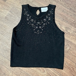 Vintage Clothing | 1990s Vintage Black Sequin Fitted Top Size 8/10 Retro Clothing, Vintage Style, 1990s Clothing