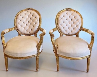 Custom French Gilt Chair – Louis Style, Tufted or Plain Back