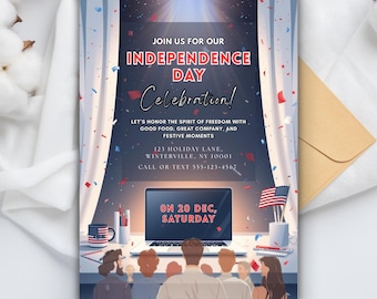 Inbjudan till självständighetsdagen | Mall för patriotisk fest (digital nedladdning)