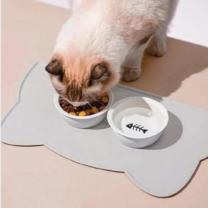 Halloween-Hundematte – Saugfähige, Rutschfeste Napfunterlage Für Futter & Wasser, Mit Geisterkatzen-Motiv