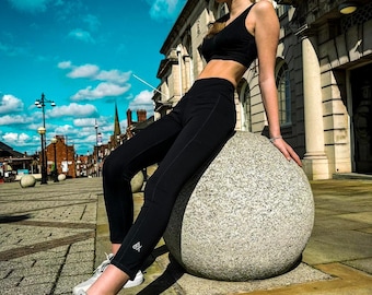Leggings neri a vita alta, pantaloni da yoga, ad asciugatura rapida, traspiranti, elasticizzati in 4 direzioni, leggings morbidi come il burro per donna / regalo per lei