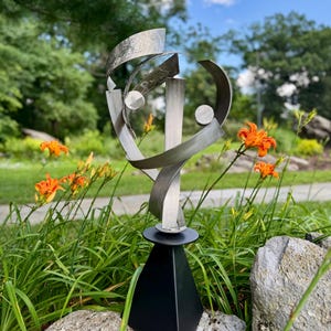 Stainless Steel Abstract Sculpture: Modern Home & Garden Decor
