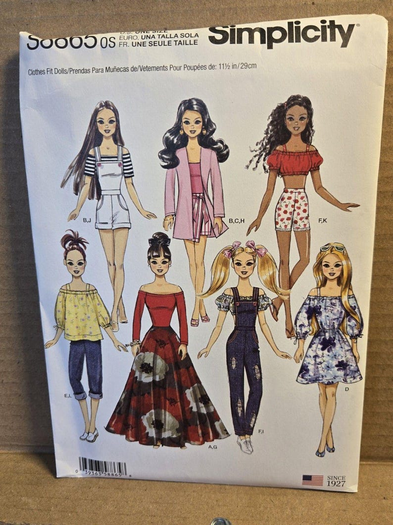 Barbie Fashion Doll Clothing 11.5 Sewing Pattern Overalls & More ...