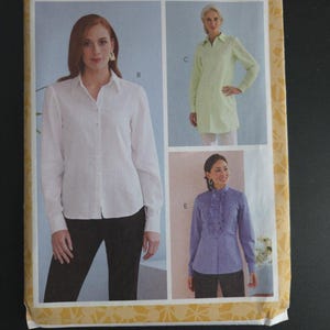 Butterick B6747 Fitted Button Front Shirts W Shaped Hem, Ruffle Sz