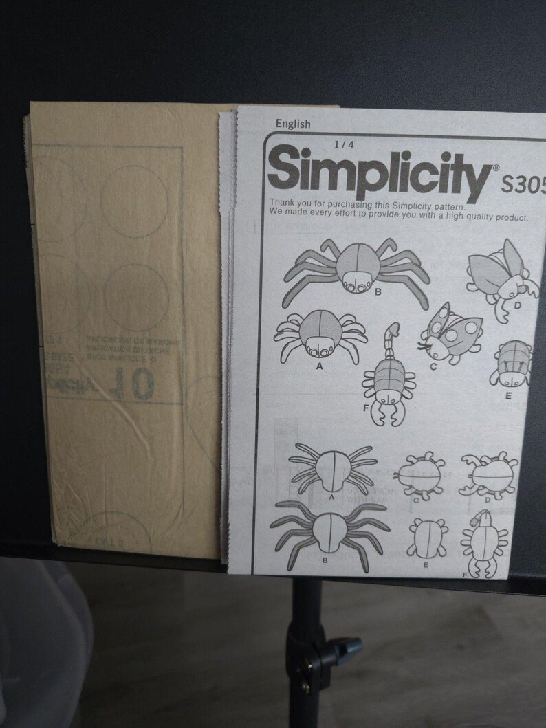 Simplicity Pattern S3054 Fun Plush Bugs Spider, Lady Bug, Beetle, Pill ...