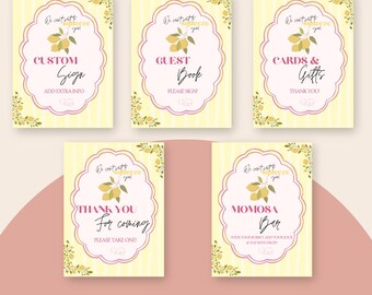 Lemon themed baby shower / gender reveal customisable signs