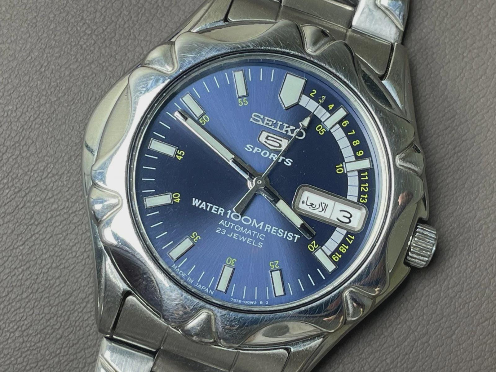 Seiko 5 Sports 100m Automatic 7S36-00M0 Blue Dial 41mm Men's Watch