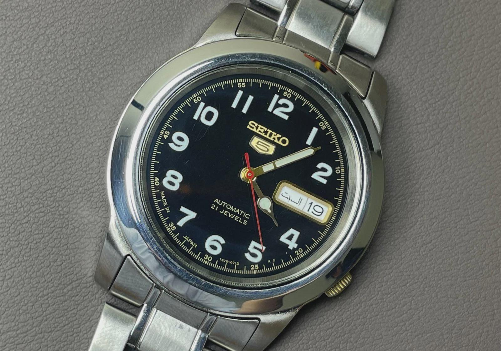 Seiko 5 Automatic 7S26-02W0 Black Dial 38mm Men's Watch - Etsy