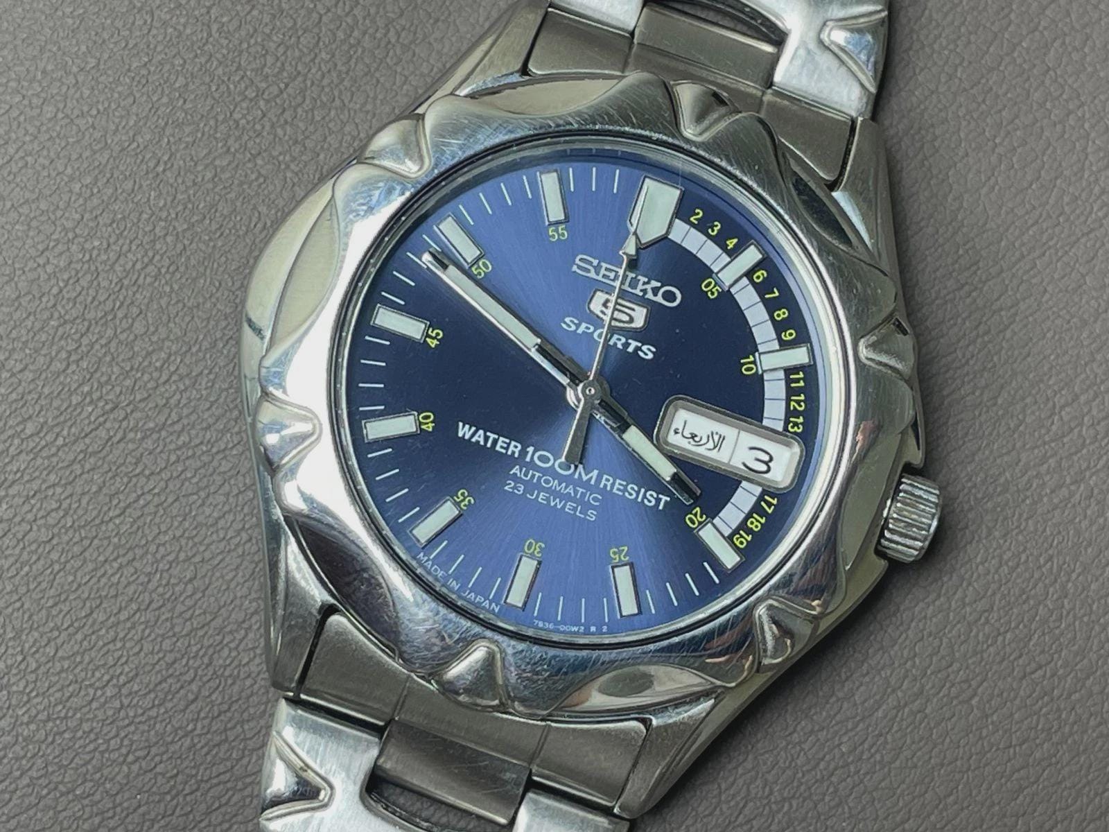 Seiko 5 Sports 100m Automatic 7S36-00M0 Blue Dial 41mm Men's Watch